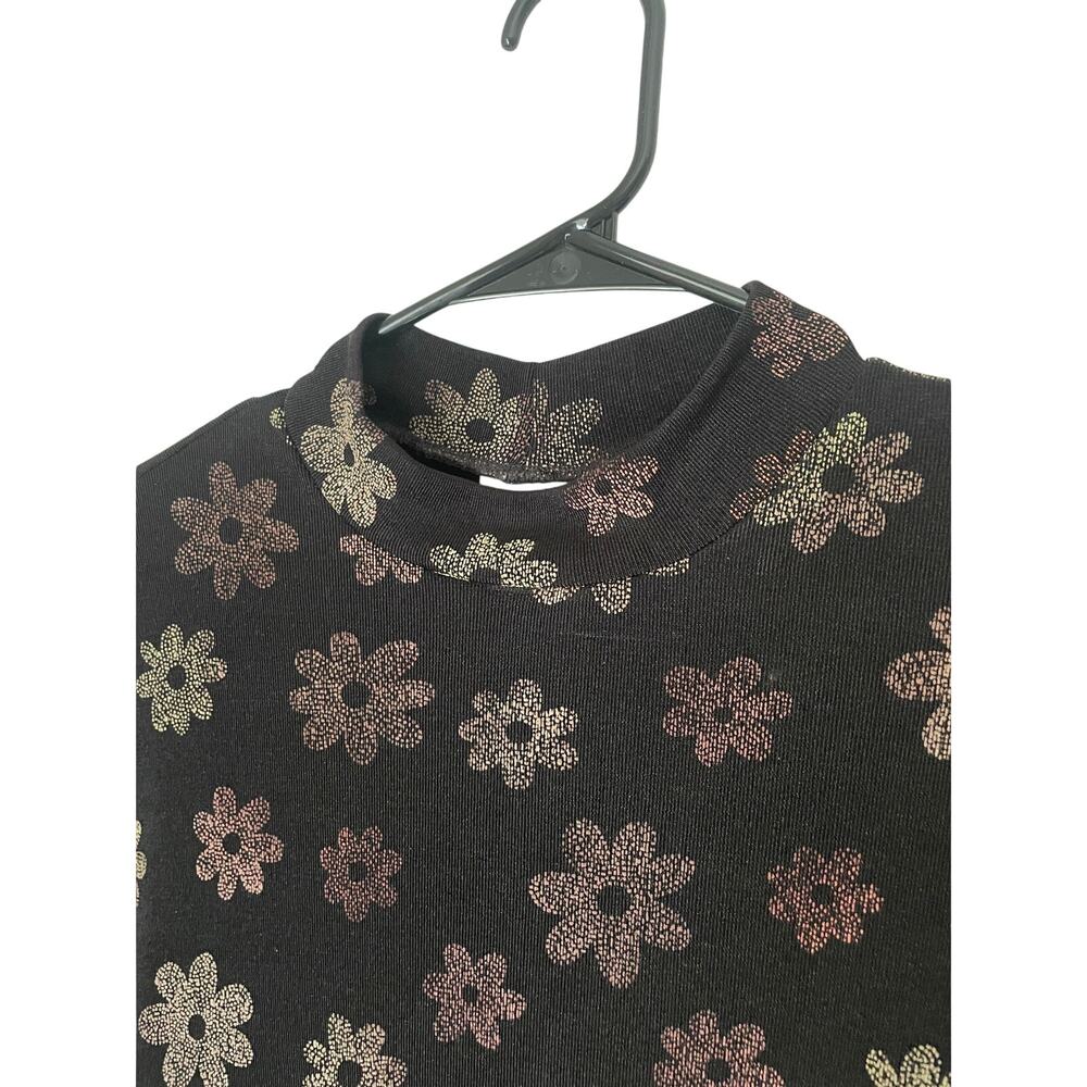 vintage 90s/y2k jalate mini dress flower print mock neck retro- size large